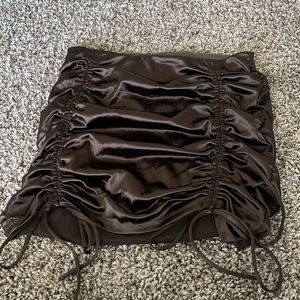 Adjustable Brown Satin Mini Skirt Size:Small